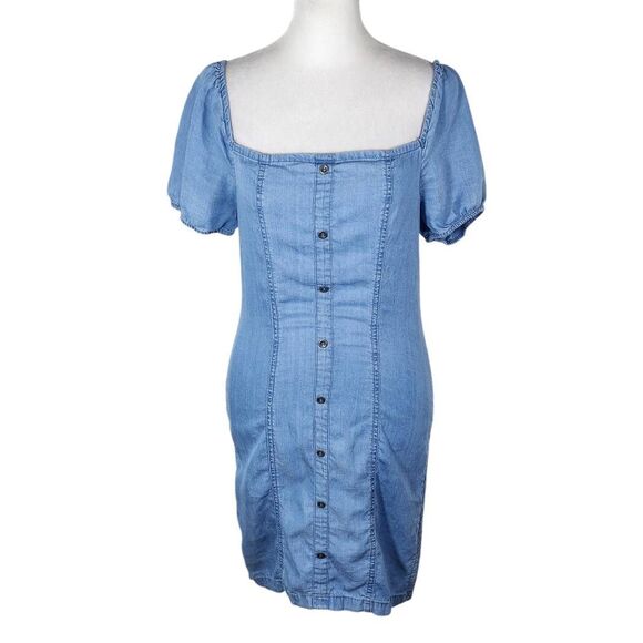 Love Tree Blue Chambray Mini Bodycon Dress Size Medium Blue Bodycon Denim Dress - Picture 1 of 10